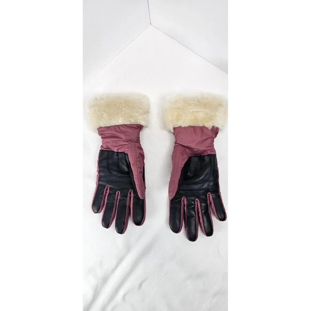 UGG Touchscreen Tech Gloves Womens S/M Pink Leather Palm‎ Shearling